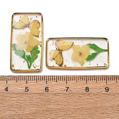 Brass & Transparent Epoxy Resin & Dried Flower Pendants&nbsp;RESI-G133-01G-04