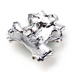 合金エナメルチャーム  ラインストーン付き  カエル  プラチナ  グリーン  22x22x6mm  穴：2.5mm&nbsp;ALRI-S162-066P
