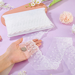 15ヤードの花柄刺繍ポリエステルリボン  レースのトリム  洋服アクセサリー  ホワイト  2-1/2インチ（65mm）&nbsp;OCOR-TA0003-46