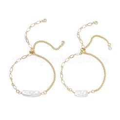Natural Keshi Pearl Beads Slider Bracelets&nbsp;BJEW-JB13351