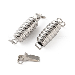 真鍮製ボックスクラスプ  溝付き柱  1連  1穴  丸カン付き  プラチナ  2mm  穴：24x6mm&nbsp;KK-K425-01P