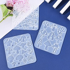 イースター DIY ペンダント モールド 3 個 3 スタイル  シリコーン鋳造金型  UVレジン用  エポキシ樹脂工芸品作り  キノコ  ホワイト  129~133x112~119x5mm  穴：1.5~2mm  1個/スタイル&nbsp;AJEW-FS0001-36