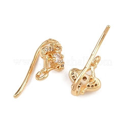 Brass Micro Pave Clear Cubic Zirconia Arch Earring Hooks&nbsp;KK-A274-07G