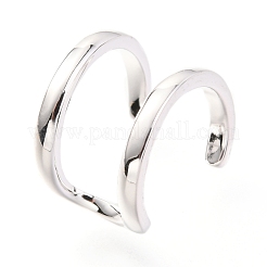 変色防止ロジウムメッキスターリングシルバーカフイヤリング925個  プラチナ  13x10mm&nbsp;EJEW-H124-11P