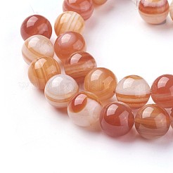天然石赤瑪瑙ビーズ連売り  目瑪瑙ビーズ  ラウンド  12mm  穴：1mm  約32~35個/連  15.7インチ（40cm）&nbsp;G-F619-38-12mm