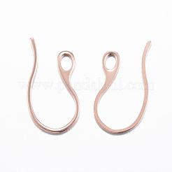 イオンプレーティング(IP) 304 ステンレススチール ピアスフック  耳ワイヤー  水平ループ付き  ローズゴールド  22x11.5x1mm  18ゲージ  穴：2.5x3.5mm&nbsp;STAS-H383-28RG