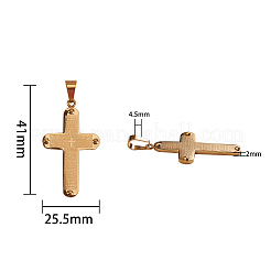 304ステンレスペンダント  単語と交差  ゴールドカラー  41x25.5x2mm  穴：4.5x9mm&nbsp;STAS-CJ0001-120G