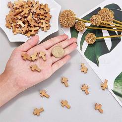 200個の木製ペンダント  クロスペンダント  染め  無鉛の  キャメル  21~22x14~15x4~5mm  穴：1.8~2mm&nbsp;WOOD-SC0001-36D