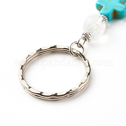 Natural Quartz Crystal Beads and Synthetic Turquoise beads Keychain&nbsp;KEYC-JKC00267-05