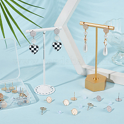 40個 2色 ハンマー加工真鍮スタッドピアス金具  フラットラウンド  ニッケルフリー  本物の金メッキと本物のプラチナメッキ  10mm  穴：1mm  ピン：0.6mm  20個/カラー&nbsp;KK-SC0006-02