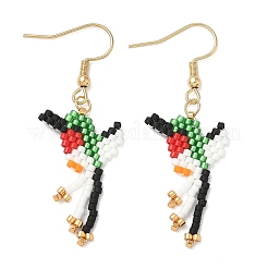 304 Stainless Steel MIYUKI Glass Seed Beads Bird Dangle Earrings&nbsp;EJEW-MZ00555-04