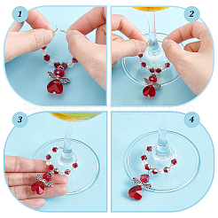 32Pcs 8 Colors Glass Angel Wine Glass Charms&nbsp;AJEW-PH01651