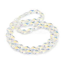 電気メッキ透明ガラスビーズ連売り  フル虹メッキ  ランタン  ゴールデンロッド  12.5x9x5.5mm  穴：1mm  約50個/連  25.43インチ（64.6cm）&nbsp;EGLA-G037-12A-AB03