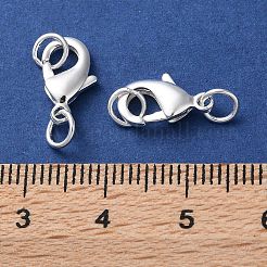 ラックメッキ真鍮カニカン  丸カン付き  長持ちメッキ  鉛フリー＆カドミウムフリー  銀  12x7x3mm  穴：3mm&nbsp;KK-F090-26S-02