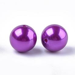 ABSプラスチックパール調ラウンドビーズ  暗紫色  20mm  穴：2.5mm  約120個/500g&nbsp;SACR-S074-20mm-A25