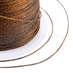 ポリエステル編組メタリック糸  DIYの編みこみのブレスレット作りと刺繡のために  ココナッツブラウン  0.4mm  6プライ  約54.68ヤード（50m）/ロール&nbsp;OCOR-I007-B-03
