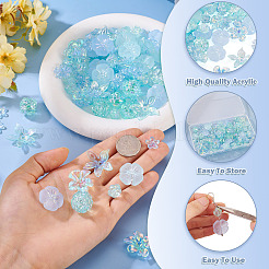 DIYファインディングキット  花のアクリルビーズキャップとビーズを含む  ライトブルー  11.5~25.5x11.5~28x3~7mm  穴：1.5~2.5mm  120個/セット&nbsp;DIY-TA0014-27