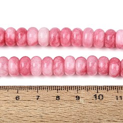 天然石ホワイトジェイドビーズ連売り  滑らかなロンデル  染め  ショッキングピンク  10~10.5x5.5~6mm  穴：0.7~1.2mm  約61~69個/連  14.37~15.55インチ（36.5~39.5cm）&nbsp;G-Q613-01F-35