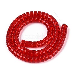 透明ガラスビーズ連売り  フラットラウンド  レッド  6~6.5x3~3.5mm  穴：0.8~1mm  約112~120個/連  14.57~15.16''（37~38.5センチメートル）&nbsp;GLAA-N026-3x6mm-T08