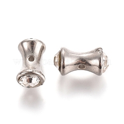 CCBプラスチックビーズ  クリスタルラインストーン付き  コラム  プラチナ  13x7mm  穴：1.4mm&nbsp;CCB-L007-L01-P