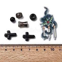 不透明＆透明アクリルビーズ  混合図形  ブラック  3.5~42.5x3.5~47x3.5~18mm  穴：1.6~4.5mm&nbsp;SACR-XCP0001-06F
