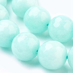 天然石マレーシアジェイドビーズ連売り  染め  多面カット  ラウンド  アクアマリン  6mm  穴：1mm  約58~60個/連  14.5インチ&nbsp;G-K288-6mm-13