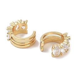 Oval Brass Cubic Zirconia Cuff Earrings for Women&nbsp;EJEW-E310-13G