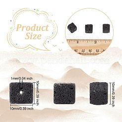 天然溶岩岩ビーズ連売り  キューブ  10x10x10mm  穴：1mm  約36個/連  15.55''（39.5センチメートル）&nbsp;G-WH0018-034C