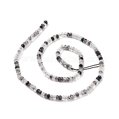 天然石ブラックルチルクォーツビーズ連売り  多面カット  ロンデル  4x2mm  穴：0.7mm  約157個/連  15.55インチ（39.5cm）&nbsp;G-H278-04