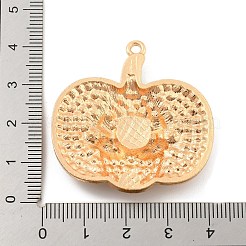 ガラスラインストーンのペンダントとの合金  ハロウィンモチーフ  カボチャ  39.5x39x6.5mm  穴：2mm&nbsp;FIND-B033-01D-G