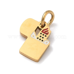 304ステンレススチールエナメルペンダント  ゴールドカラー  ライターチャーム  13x11x1.5mm  丸カン：6x1ミリ  内径：3.5mm&nbsp;STAS-Z189-09G-01