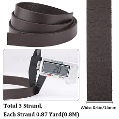 フラットレザージュエリーコード3本  ジュエリーDIY製版材料  ココナッツブラウン  15x2mm  約80cm/pc&nbsp;WL-GF0001-16B-01