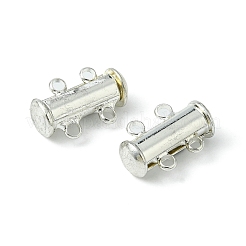 2-Strands 4-Holes Tube Brass Magnetic Slide Lock Clasps&nbsp;KK-D472-S-NF