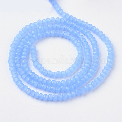 ジェイド風ガラスビーズ連売り  多面カット  ロンデル  コーンフラワーブルー  2.9~3.3x2mm  穴：0.5mm  約135~140個/連  32~34cm&nbsp;GLAA-R135-2mm-38
