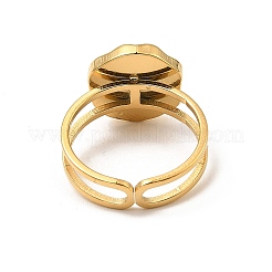 304ステンレススチールオープンカフリング金具  ベゼルカップリングのセッティング  スターとフラットラウンド  18KGP本金メッキ  usサイズ6 1/2(16.9mm)&nbsp;RJEW-Z018-44G