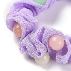 布弾性ヘアネクタイ  プラスチックビーズ付き  女の子や女性向けのヘアアクセサリー  プラム  17mm  内径：50mm&nbsp;OHAR-H002-02A
