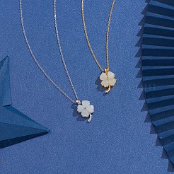 Natural Hetian White Jade Clover Pendant Necklace&nbsp;JN1078B