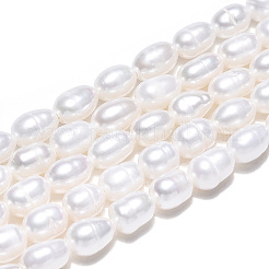 天然養殖淡水パールビーズ連売り  ライス  貝殻色  5~6.5x3.5~4mm  穴：0.7mm  約58~67個/連  12.99インチ（33cm）&nbsp;PEAR-N012-03E