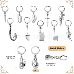 10Pcs 10 Style Killer's Weapon Theme Alloy Pendant Locking Stitch Markers&nbsp;HJEW-CJ00010