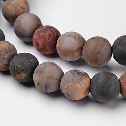 Natural Polychrome Jasper/Picasso Stone/Picasso Jasper Beads Strands&nbsp;G-D809-03-8mm