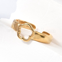 304ステンレススチールカフオープンリング  花  ゴールドカラー  8.5mm  内径：18mm&nbsp;SA-CBA383B-01G