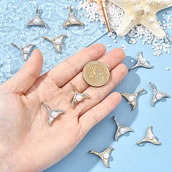 20 個 2 色合金クリスタルラインストーンペンダント  人魚のしっぽの形をしたチャーム  アブソリュートプラスチック模造パールビーズ  ミックスカラー  23x20x7mm  穴：4x3mm  10個/カラー&nbsp;ALRI-YW0001-35