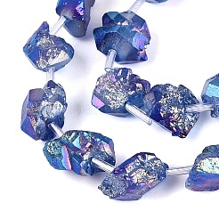 Dyed Electroplate Raw Rough Natural Amethyst Beads Strands&nbsp;G-Q610-05A