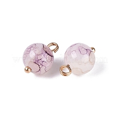 合金ガラスペンダント  ラウンドチャーム  ゴールドカラー  ツートン  プラム  14.5x10mm  穴：2.5mm&nbsp;GLAA-P080-04G-14
