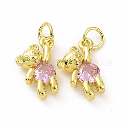 Brass Micro Pave Clear Cubic Zirconia Charms&nbsp;ZIRC-F135-25G-02