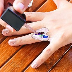 3色調節可能な樹脂パレットリング3個  合金フィンガーリング付き  ネイルアートツール  アクリルUVジェルポリッシュファンデーションミキシング用  ハート  ミックスカラー  4~5mm  usサイズ7 3/4(17.9mm)  1pc /カラー&nbsp;RJEW-CA0001-05