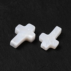 天然淡水シェルビーズ  宗教クロス  貝殻色  9.5x6.5x2mm  穴：0.7mm&nbsp;BSHE-E026-09