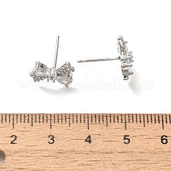 Brass Cubic Zirconia Stud Earrings&nbsp;EJEW-M048-04P