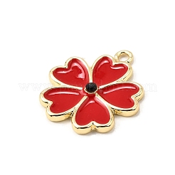 合金エナメルチャーム  花のチャーム  ゴールドカラー  レッド  24x21.5x3mm  穴：2mm&nbsp;FIND-U030-19G