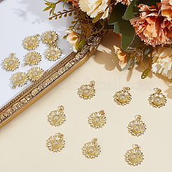 真鍮製ペンダント16個  長持ちメッキ  花  丸カン付き  18KGP本金メッキ  21x18x4.5mm  穴：3mm  丸カン：5x0.8ミリ&nbsp;KK-ME0003-69